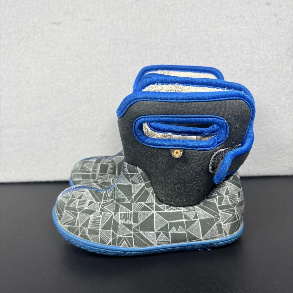 Bogs Baby Bogs Maze Waterproof Boots Gray Geometric Toddler Kids Size 9